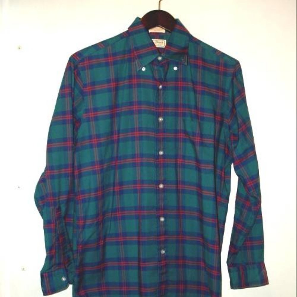 LL Bean 60% cotton single needle tailoring  men  dress shirt M 15 1/2 33